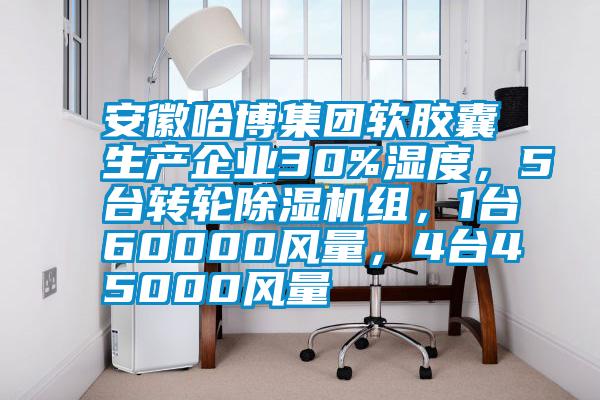 安徽哈博集團軟膠囊生產(chǎn)企業(yè)30%濕度，5臺轉(zhuǎn)輪除濕機組，1臺60000風量，4臺45000風量