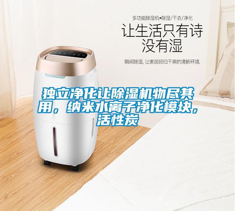 獨立凈化讓除濕機物盡其用，納米水離子凈化模塊，活性炭